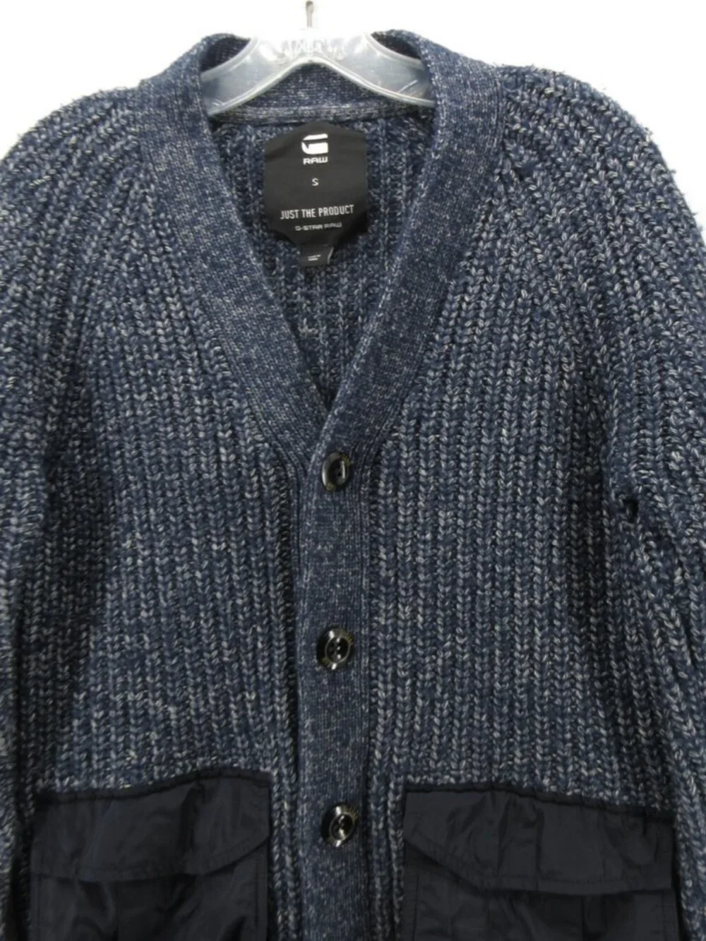 G Star Raw Sweater Small Wool Blend Cardigan Ribbed Chunky Heavy Thick